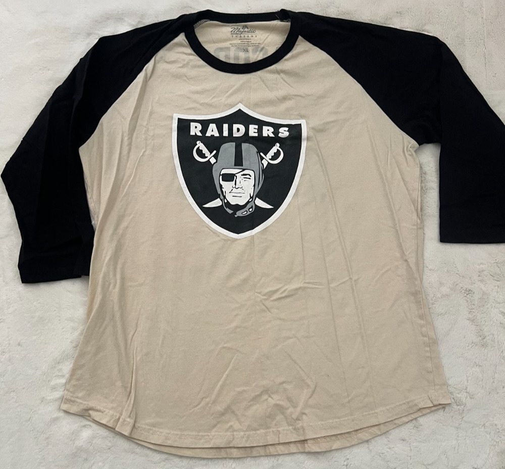 Majestic Threads Raiders Jacobs 28 Raglan 3/4 Sleeve Shirt Mens XL NFL USA RARE